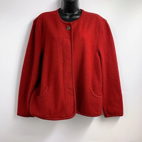 Geiger‎ Women's Wool Button Front Long Sleeve Red Winter Blazer Jacket Size 40 - Picture 1 of 14